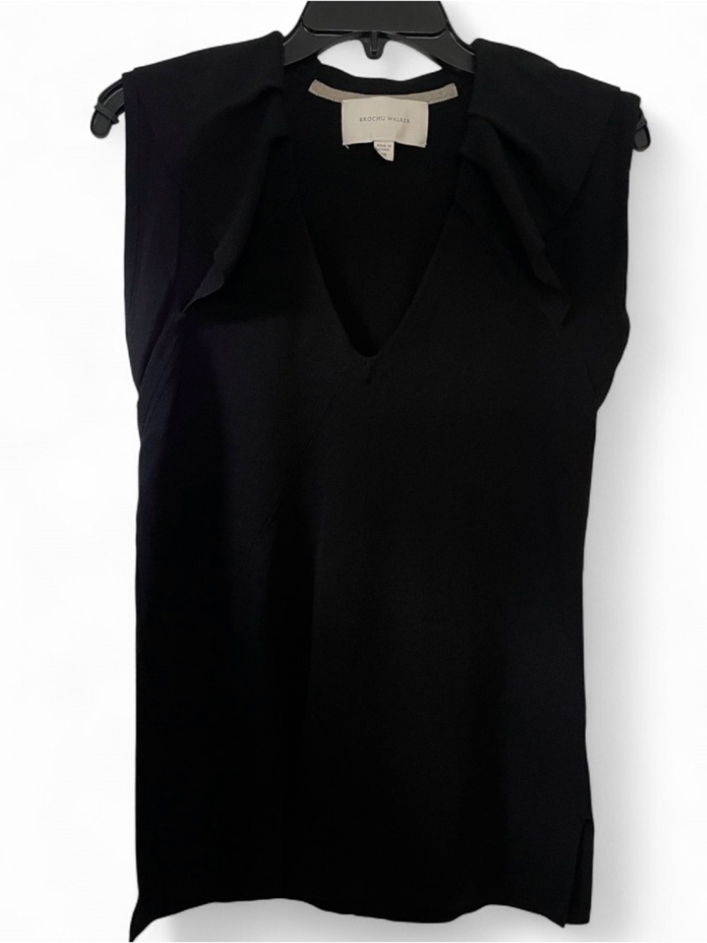 Brochu Walker Black Flutter Sleeve Knit Womens Top Size Medium